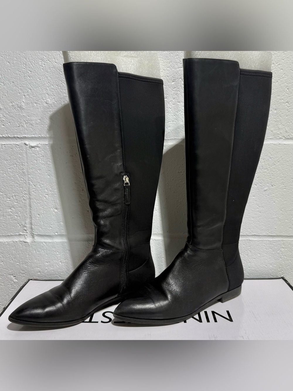Nine West Black Knee-High Stretch Riding Boots